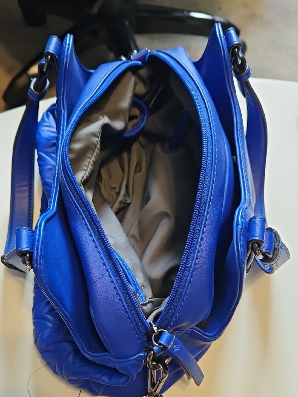 Simply Vera Vera Wang Cobalt Blue Quilted Shoulder Bag - Picture 7 of 7